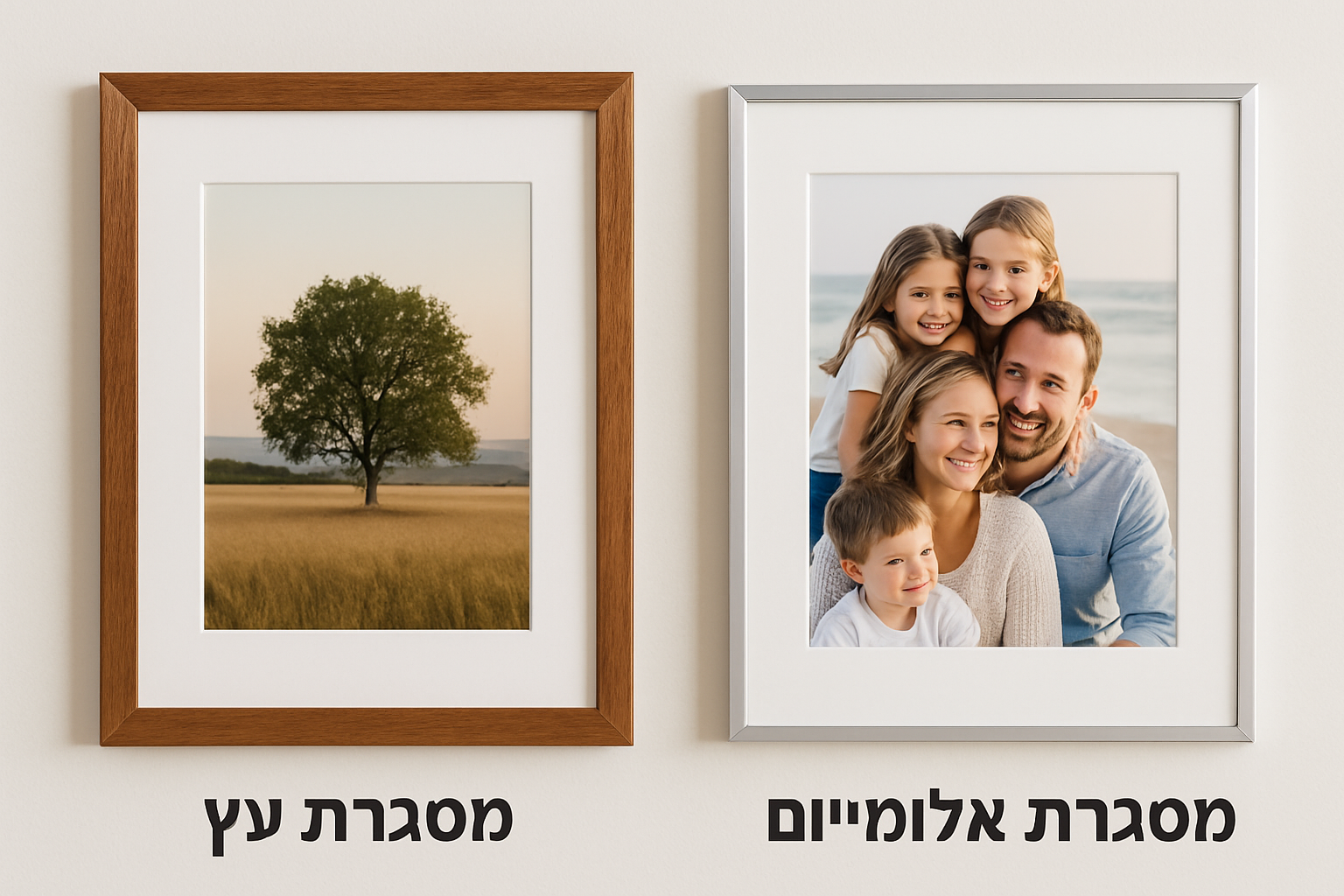 מסגרות עץ מול אלומיניום – וזכוכית מול פרספקס (PVC): איך לבחור את המסגור המושלם לתמונה?