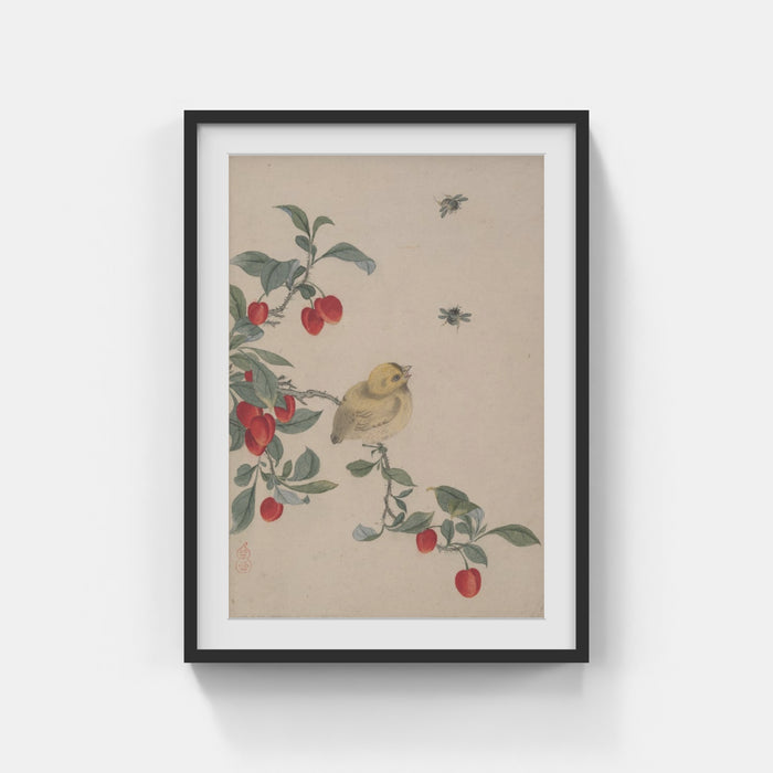 Bird on cherry tree